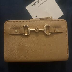 Anne Klein Beige Wallet with Gold Hardware
